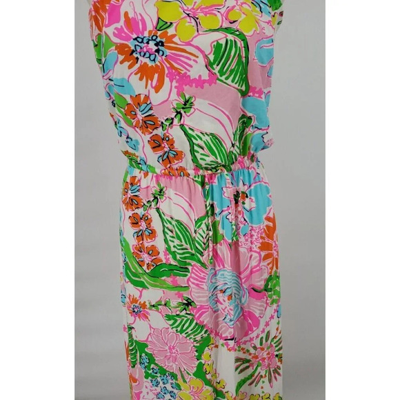 NWT Lilly Pulitzer Target Maxi Dress Size Small Nosey Posey Strapless White Pink - Picture 2 of 11